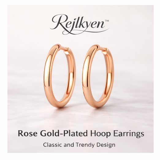 Rejlkyen™ Rose Gold-Plated Hoop Earrings – Classic and Trendy Design