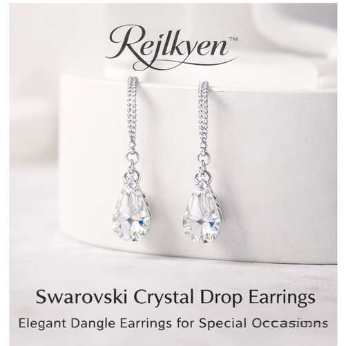 Rejlkyen™ Swarovski Crystal Drop Earrings – Elegant Dangle Earrings for Special Occasions