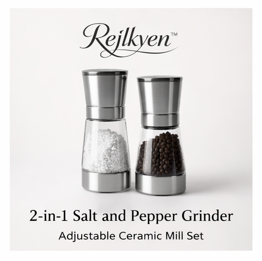 Rejlkyen™ 2-in-1 Salt and Pepper Grinder – Adjustable Ceramic Mill Set