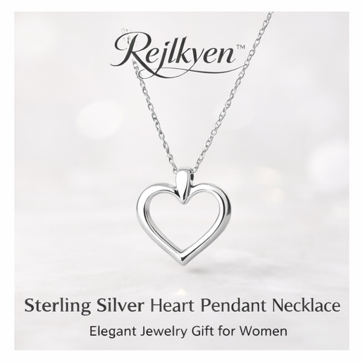 Rejlkyen™ Sterling Silver Heart Pendant Necklace – Elegant Jewelry Gift for Women